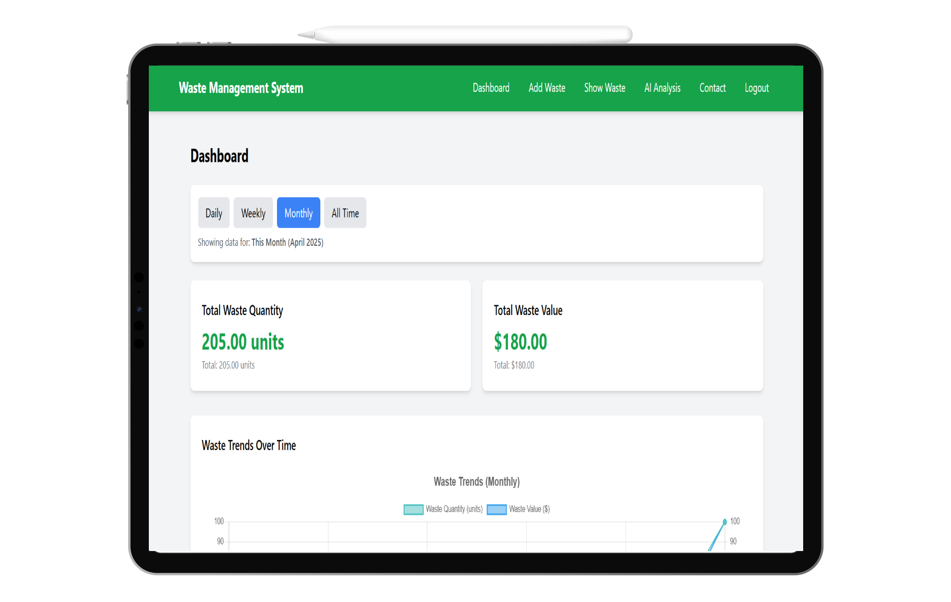 Product Screenshot on Tablet